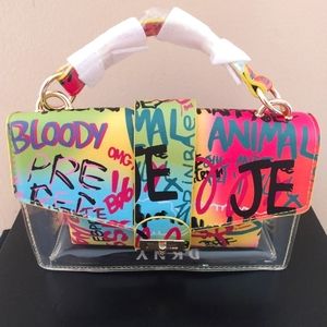 Multicolor Graffiti Print Handbag Purse